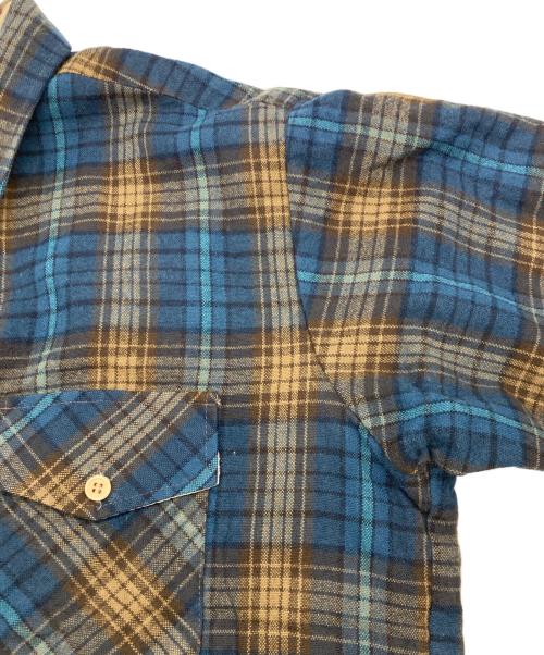 VAN HEUSEN（ヴァンヒューセン/バンヒューゼン）VAN HEUSEN (ヴァンヒューセン/バンヒューゼン) 裏地キルテインングオンブレネルシャツ ブルー×ブラック サイズ:Lの古着・服飾アイテム