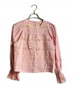ne quittez pasヌキテパ）の古着「Cotton Dobby Pintuck & Lace Blouse」｜ピンク