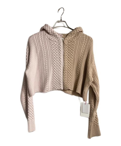 furfur（ファーファー）FURFUR (ファーファー) ハーフニットパーカー ベージュ×ピンク サイズ:Freeの古着・服飾アイテム