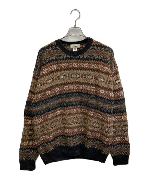 L.L.Bean（エルエルビーン）L.L.Bean (エルエルビーン) フェアアイル柄ウールニットセーター ブラウン サイズ:Mの古着・服飾アイテム