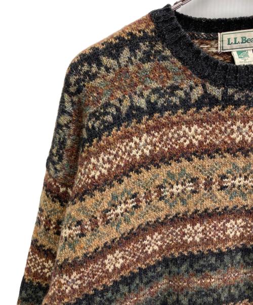 L.L.Bean（エルエルビーン）L.L.Bean (エルエルビーン) フェアアイル柄ウールニットセーター ブラウン サイズ:Mの古着・服飾アイテム