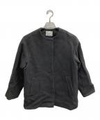 green label relaxingグリーンレーベルリラクシング）の古着「SENTDALE WOOLノーカラーミドルコート」｜グレー
