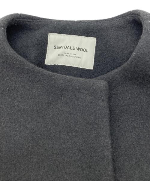 green label relaxing（グリーンレーベルリラクシング）green label relaxing (グリーンレーベルリラクシング) SENTDALE WOOLノーカラーミドルコート グレー サイズ:38の古着・服飾アイテム