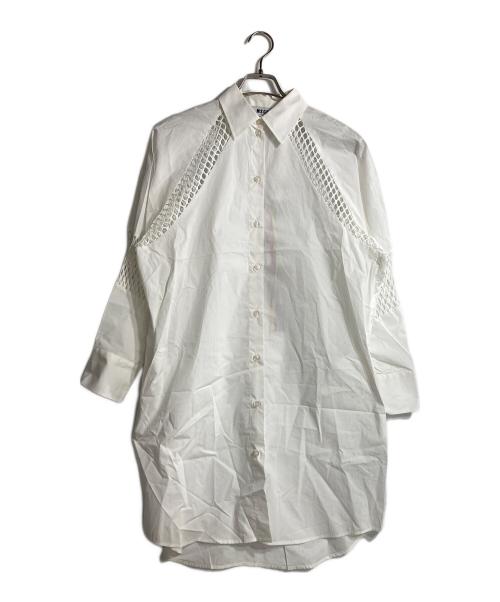 MSGM（エムエスジーエム）MSGM (エムエスジーエム) MESH MIX LONG BLOUSE ホワイト サイズ:Freeの古着・服飾アイテム