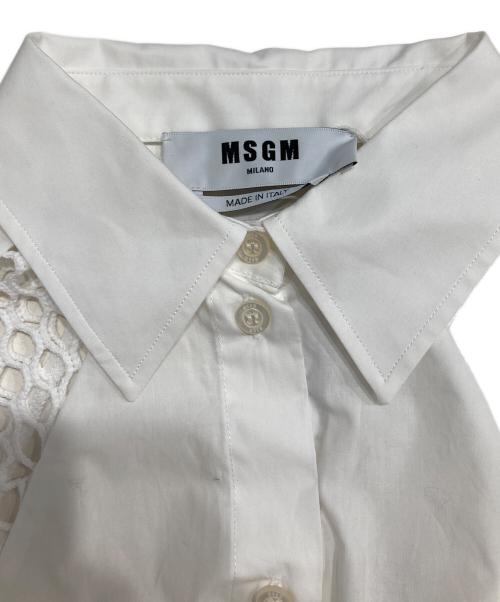 MSGM（エムエスジーエム）MSGM (エムエスジーエム) MESH MIX LONG BLOUSE ホワイト サイズ:Freeの古着・服飾アイテム
