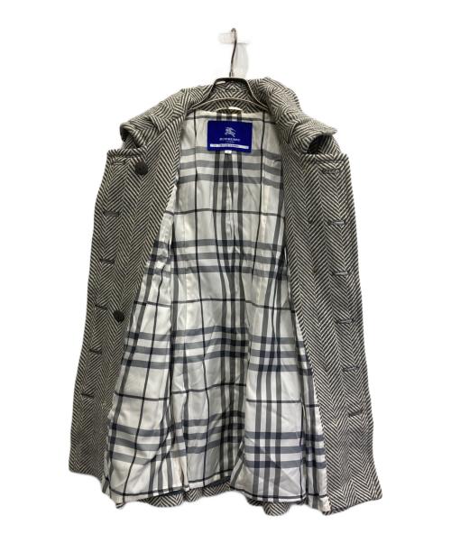 BURBERRY BLUE LABEL（バーバリーロンドンブルーレーベル）BURBERRY BLUE LABEL (バーバリーロンドンブルーレーベル) ヘリンボーンウールツイードコート ライトグレー サイズ:36の古着・服飾アイテム