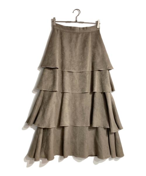 Whim Gazette（ウィムガゼット）Whim Gazette (ウィムガゼット) スエードライクティアードスカート ベージュ サイズ:38の古着・服飾アイテム