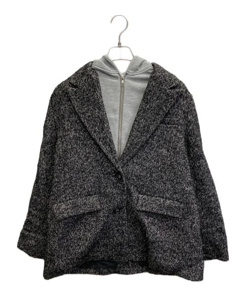 Mila Owen（ミラオーウェン）Mila Owen (ミラオーウェン) フードドッキングシングルブレストジャケット ブラックの古着・服飾アイテム