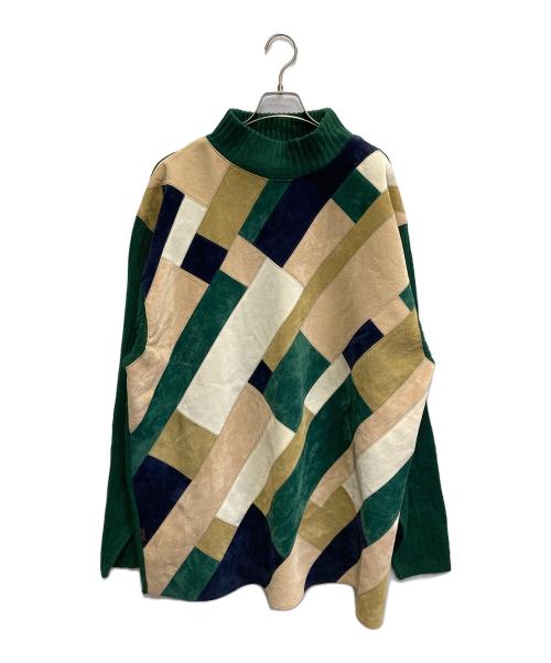 KOMAN SPORTS（コーマンスポーツ）KOMAN SPORTS (コーマンスポーツ) スウェード切替ニット グリーン サイズ:XXLの古着・服飾アイテム
