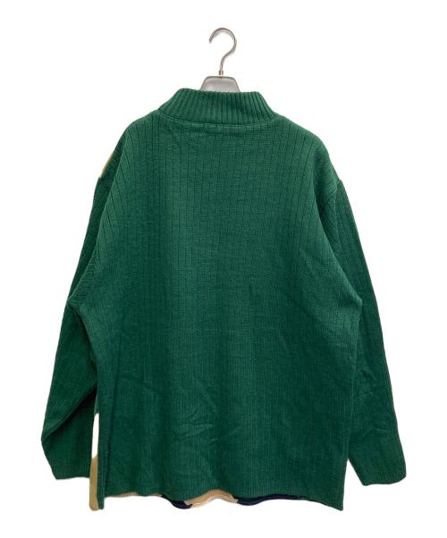 KOMAN SPORTS（コーマンスポーツ）KOMAN SPORTS (コーマンスポーツ) スウェード切替ニット グリーン サイズ:XXLの古着・服飾アイテム