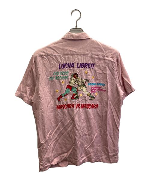 HOUSTON（ヒューストン）HOUSTON (ヒューストン) BOWLING SHIRT ピンク サイズ:Lの古着・服飾アイテム