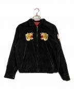 USEDユーズド）の古着「ベロア刺繍スカジャン」｜ブラック