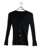 SOEJUソージュ）の古着「ワイドリブVネックカーディガン」｜ブラック