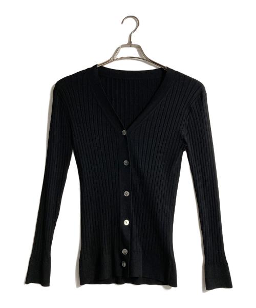 SOEJU（ソージュ）SOEJU (ソージュ) ワイドリブVネックカーディガン ブラック サイズ:FREEの古着・服飾アイテム