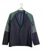 MISTER GENTLE MANミスタージェントルマン）の古着「ウールナイロン切替テーラードジャケット」｜ネイビー