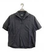 COMOLIコモリ）の古着「スキッパー半袖シャツ」｜ブラック