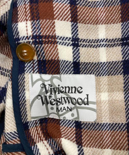 Vivienne Westwood man（ヴィヴィアン ウェストウッド マン）Vivienne Westwood man (ヴィヴィアン ウェストウッド マン) チェックジャケット ベージュ×ブラウン サイズ:FREEの古着・服飾アイテム