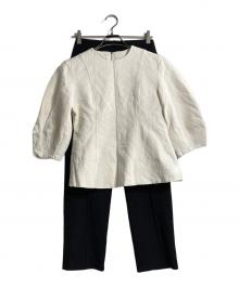 Mila Owen（ミラオーウェン）の古着「構築袖ボリュームトップス×パンツSETUP」｜ホワイト