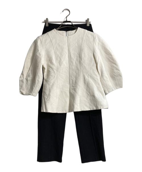 Mila Owen（ミラオーウェン）Mila Owen (ミラオーウェン) 構築袖ボリュームトップス×パンツSETUP ホワイト サイズ:1の古着・服飾アイテム