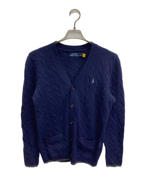 POLO RALPH LAUREN（ポロ・ラルフローレン）POLO RALPH LAUREN (ポロ・ラルフローレン) カシミヤ混ケーブルカーディガン ネイビー サイズ:XSの古着・服飾アイテム