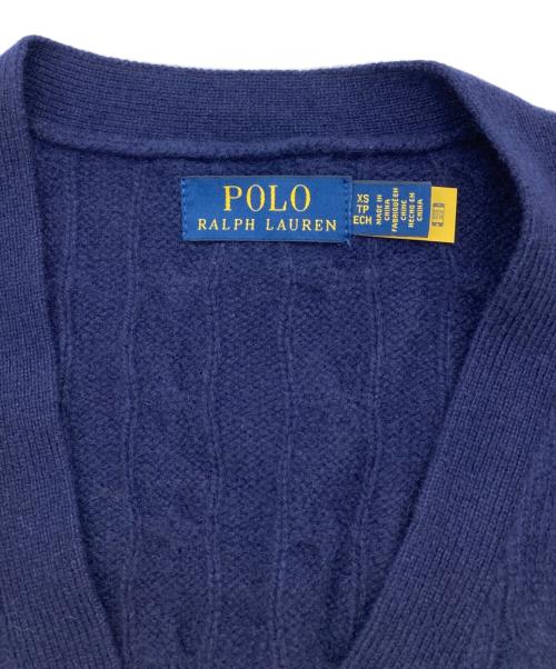 POLO RALPH LAUREN（ポロ・ラルフローレン）POLO RALPH LAUREN (ポロ・ラルフローレン) カシミヤ混ケーブルカーディガン ネイビー サイズ:XSの古着・服飾アイテム