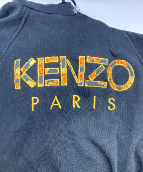 KENZO（ケンゾー）KENZO (ケンゾー) フラワーロゴ刺繍フーディー ブラック サイズ:XSの古着・服飾アイテム