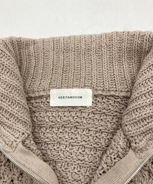 HERITANOVUM（ヘリテノーム）HERITANOVUM (ヘリテノーム) ツイードジップニット ベージュ サイズ:Freeの古着・服飾アイテム