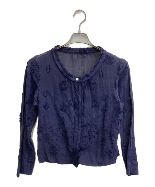 ISSEY MIYAKE HaaT（イッセイミヤケハート）ISSEY MIYAKE Haat (イッセイミヤケハート) デザイン長袖ブラウス ネイビー サイズ:2の古着・服飾アイテム