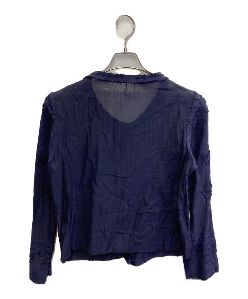ISSEY MIYAKE HaaT（イッセイミヤケハート）ISSEY MIYAKE Haat (イッセイミヤケハート) デザイン長袖ブラウス ネイビー サイズ:2の古着・服飾アイテム