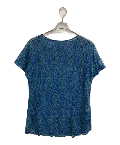 Y's（ワイズ）Y's (ワイズ) メッシュブラウス ネイビー×グリーン サイズ:2の古着・服飾アイテム
