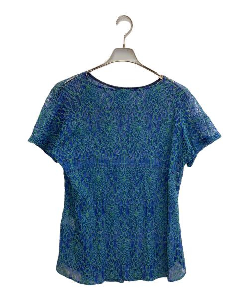 Y's（ワイズ）Y's (ワイズ) メッシュブラウス ネイビー×グリーン サイズ:2の古着・服飾アイテム
