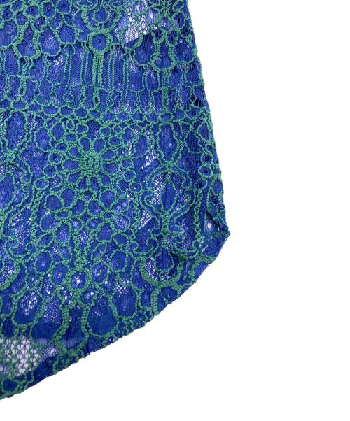 Y's（ワイズ）Y's (ワイズ) メッシュブラウス ネイビー×グリーン サイズ:2の古着・服飾アイテム