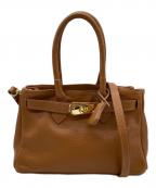 AULENTTIオウレンティ）の古着「金具付きレザーミニトート」｜ブラウン