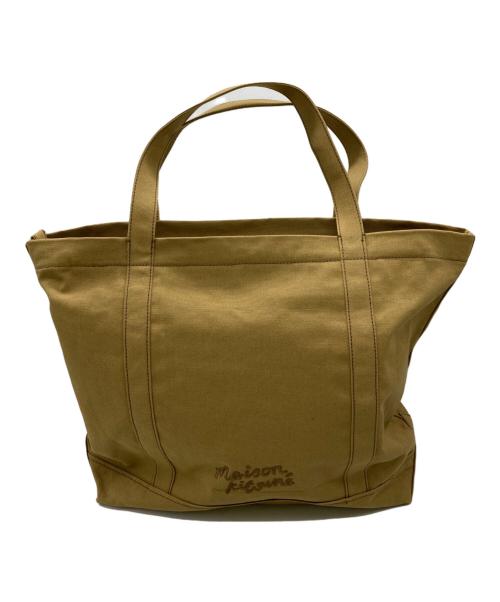 maison kitsune（メゾンキツネ）MAISON KITSUNE (メゾンキツネ) FOX HEAD LARGE TOTE ブラウンの古着・服飾アイテム