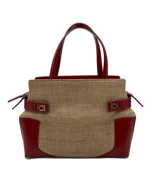 Salvatore Ferragamo（サルヴァトーレ フェラガモ）Salvatore Ferragamo (サルヴァトーレ フェラガモ) 切替ハンドバッグ レッドの古着・服飾アイテム