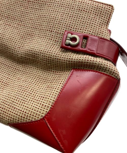 Salvatore Ferragamo（サルヴァトーレ フェラガモ）Salvatore Ferragamo (サルヴァトーレ フェラガモ) 切替ハンドバッグ レッドの古着・服飾アイテム