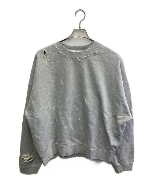 OPENING（オープニング）OPENING (オープニング) リアルヴィンテージ加工ヘヴィーウエイトダメージクルースウェット グレー サイズ:M 未使用品の古着・服飾アイテム