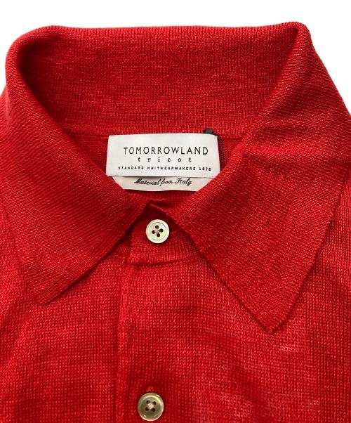 TOMORROW LAND tricot（トゥモローランド トリコ）TOMORROW LAND tricot (トゥモローランド トリコ) リネンニットポロシャツ レッド サイズ:L 未使用品の古着・服飾アイテム