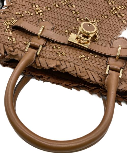 MICHAEL KORS（マイケル・コース）MICHAEL KORS (マイケルコース) サッチェル2WAYフリンジショルダーバッグ ブラウンの古着・服飾アイテム