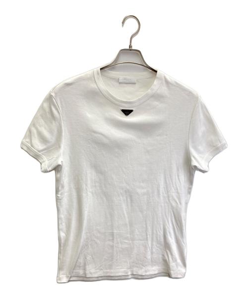 PRADA（プラダ）PRADA (プラダ) トライアングルプレートTシャツ ホワイト サイズ:Ｌの古着・服飾アイテム
