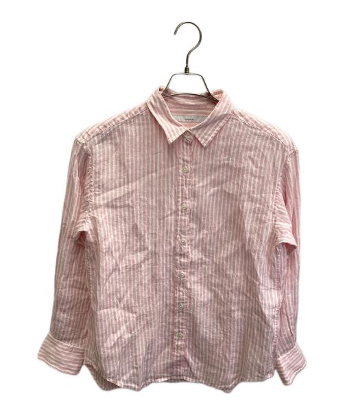 FRAMeWORK（フレームワーク）FRAMeWORK (フレームワーク) フレンチリネンレギュラーカラーシャツ ピンク×ホワイト サイズ:FREE 未使用品の古着・服飾アイテム