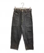 JOHNNY BLAZEジョニーブレイズ）の古着「ステッチデザインワイドデニムパンツ」｜ブラック