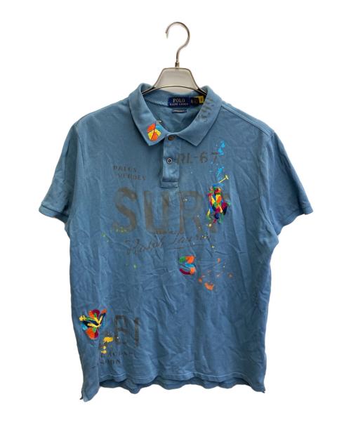 POLO RALPH LAUREN（ポロ・ラルフローレン）POLO RALPH LAUREN (ポロ・ラルフローレン) 刺繍ペイントポロシャツ ブルー サイズ:XLの古着・服飾アイテム