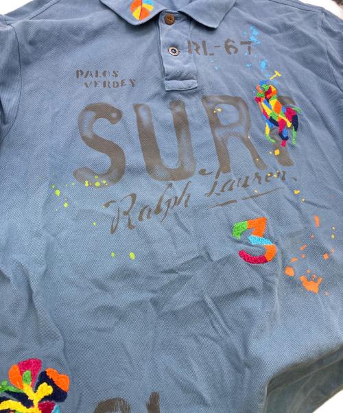 POLO RALPH LAUREN（ポロ・ラルフローレン）POLO RALPH LAUREN (ポロ・ラルフローレン) 刺繍ペイントポロシャツ ブルー サイズ:XLの古着・服飾アイテム