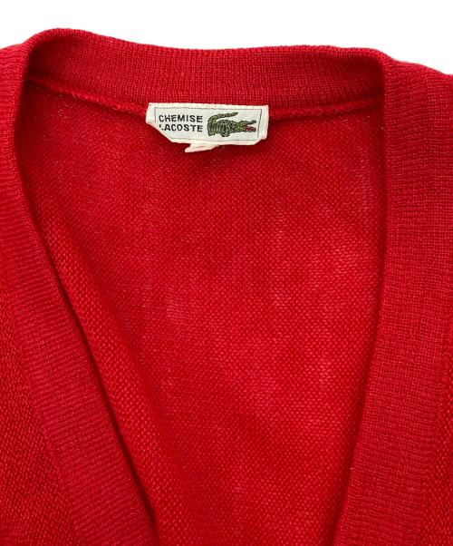 CHEMISE LACOSTE（シュミーズ ラコステ）CHEMISE LACOSTE (シュミーズ ラコステ) 90s ウールカーディガン レッド サイズ:2の古着・服飾アイテム