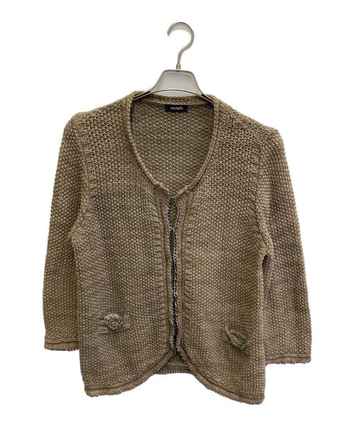 MAX&Co.（マックスアンドコー）MAX&Co. (マックスアンドコー) ノーカラーニットジャケット オリーブ サイズ:XLの古着・服飾アイテム