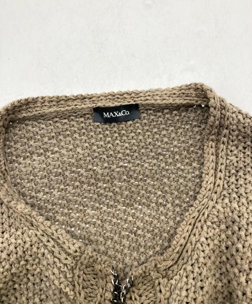 MAX&Co.（マックスアンドコー）MAX&Co. (マックスアンドコー) ノーカラーニットジャケット オリーブ サイズ:XLの古着・服飾アイテム