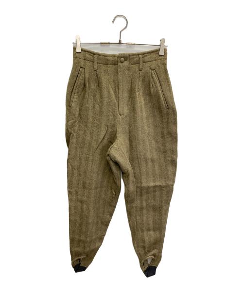 Jean Paul Gaultier FEMME（ジャンポールゴルチエ フェム）Jean Paul GAULTIER FEMME (ジャンポールゴルチェフェム) ヘリンボーン織ウールパンツ グリーン サイズ:40の古着・服飾アイテム