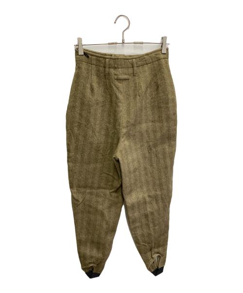 Jean Paul Gaultier FEMME（ジャンポールゴルチエ フェム）Jean Paul GAULTIER FEMME (ジャンポールゴルチェフェム) ヘリンボーン織ウールパンツ グリーン サイズ:40の古着・服飾アイテム