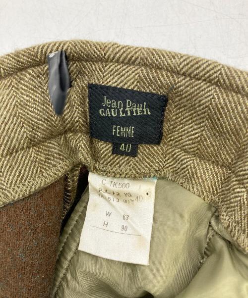 Jean Paul Gaultier FEMME（ジャンポールゴルチエ フェム）Jean Paul GAULTIER FEMME (ジャンポールゴルチェフェム) ヘリンボーン織ウールパンツ グリーン サイズ:40の古着・服飾アイテム